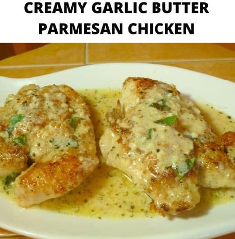 CREAMY GARLIC BUTTER PARMESAN CHICKEN - Kizios Recipes Creamy Garlic Butter Parmesan Chicken, Garlic Butter Parmesan Chicken, Butter Parmesan Chicken, Chicken In A Skillet, Chicken Cutlet Recipes, Homemade Chicken Stock, Creamy Garlic Chicken, Garlic Chicken Recipes, Garlic Parmesan Chicken