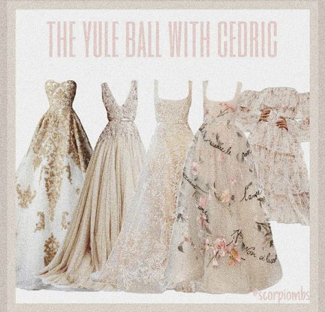 Yule Ball Dress Hufflepuff, Gryffindor Yule Ball Gowns, Yule Ball Dress Aesthetic, Ball Dress Aesthetic, Gala Dresses Elegant, Yule Ball Dresses, Yule Ball Dress, The Yule Ball, Hogwarts Outfits