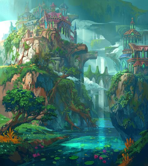 ArtStation - [PERS306], RAINMAN PAGE Fey Wild, Anime Digital Art, The Art Showcase, Art Showcase, Digital Art Gallery, Hidden Places, Landscape Concept, Bleach Art, Digital Paintings