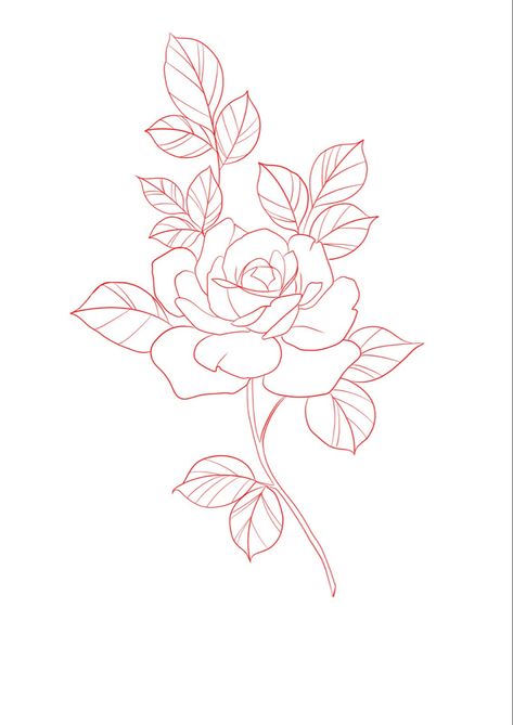 #rose #rosa #rosetattoo #tattooideas #tattoosforwomen #tattoodesign #rosestencil #stencil Rose Shoulder Tattoo Stencil, Flower Tattoos Simple Outline, Rose Garland Tattoo, Simple Rose Outline Tattoo, Line Work Stencil, Rose With Stem Tattoo Stencil, Rose Tattoo Stencil Outline, Classic Rose Tattoo, Rose Stencil Tattoo