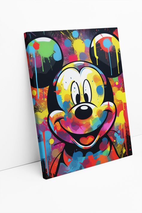 Mickey Mouse im Pop Art Stil 20x20 - 100x100 quadratisch von NewArtWandbilder auf Etsy Pop Art Style, Art Style, Pop Art, Wall Hanging, Wall Decor, Square, Wall, Home Decor, Art