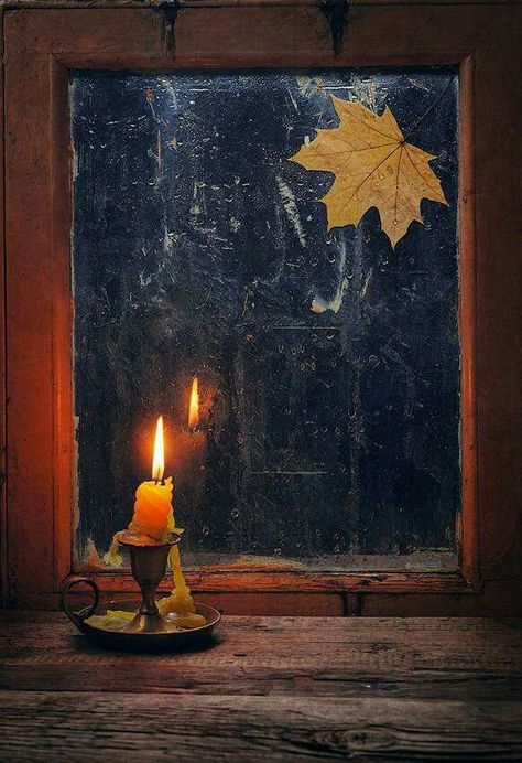 Rainy Window, Fantasy Shop, Window Candles, Candle In The Wind, Autumn Leaf, Still Life Art, Favorite Season, Autumn Cozy, Samhain