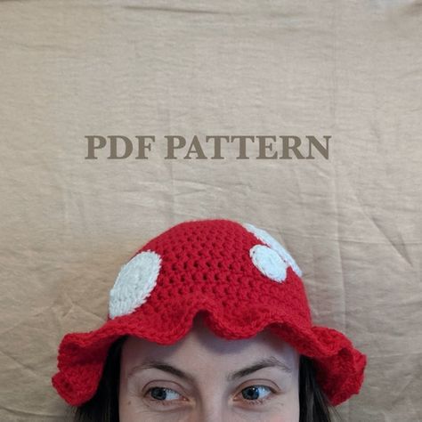 Tulip Hat Crochet Pattern, Tulip Hat Crochet, Tulip Hat, Bucket Hat Pattern, Antique Stuff, Mushroom Hat, Crochet Mushroom, Hat Crochet Pattern, Crochet Bucket Hat