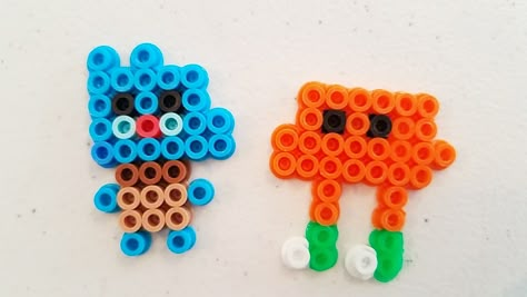 Gumball and Darwin perler beads | The Amazing World of Gumball Gumball And Darwin Perler Beads, Tawog Perler Beads, The Lorax Perler Bead, Amazing World Of Gumball Perler Beads, Ironing Bead Ideas, Spongebob Fuse Beads, The Amazing World Of Gumball Pixel Art, Perler Creations Kawaii, Popcorn Perler Beads