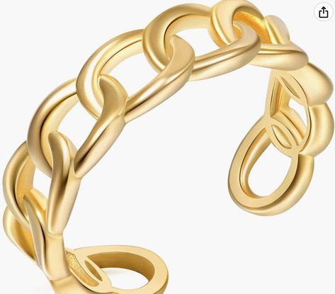 Chain Link Rings, Gold Plated Dainty Trendy Cuban Link Ring Cuban Link Ring, Chain Link Ring, Rings Trendy, Link Ring, Simple Chain, Adjustable Jewelry, Linking Rings, Women's Rings, Thumb Ring