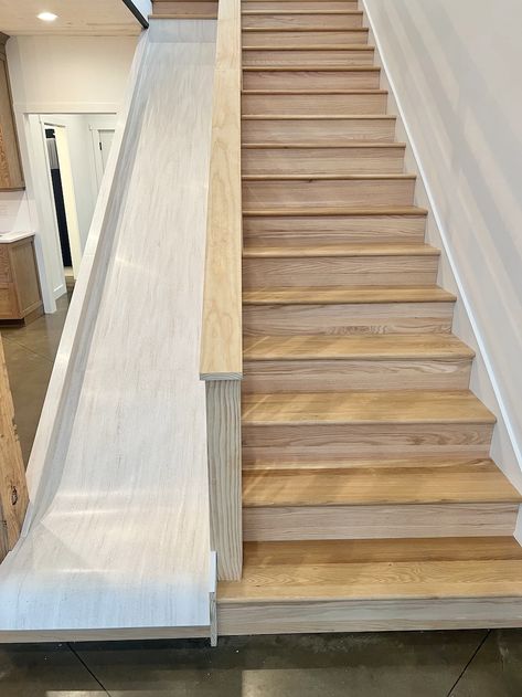 By bringing the outdoor playground staple indoors, these families put fun at the center of their homes. Stair Slide Indoor, Stairs In House, Staircase Slide, Rehab House, Indoor Slide, Stair Slide, Moose Lodge, Post Frame Building, Playground Slide