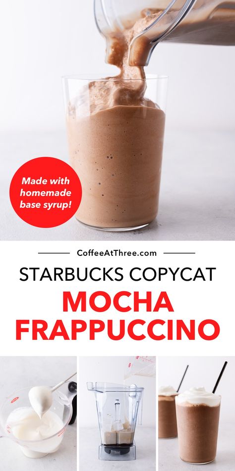 Starbucks Frappuccino Recipe, Mocha Frappe Recipe, Frozen Coffee Drinks, Homemade Mocha, Frappuccino Starbucks, Slushy Drinks, Coffee Frappuccino, Homemade Frappuccino, Frappe Recipe