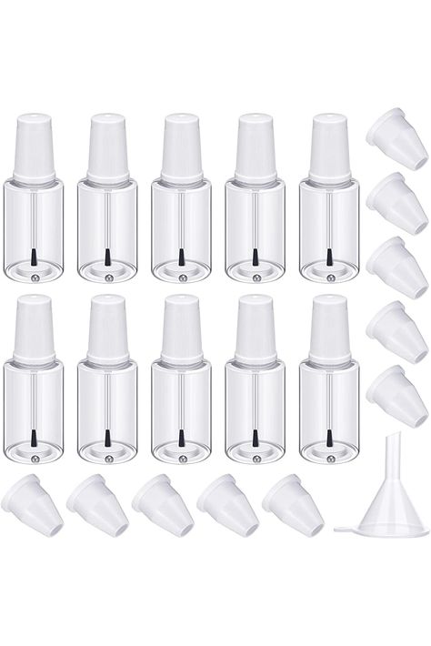 Irenare 10 Pcs Refillable Empty Nail Polish Bottles with Brush Mixing Marble Conservation Insert and Brush Top Plastic Nail Polish Container, Clear (30 ml) Empty Nail Polish Bottles, Nails Inspiration Spring, Fingernail Polish, Gelish Nails, Nail Polish Bottles, Nail Oil, Refillable Bottles, Empty Bottles, Pedicure Nails