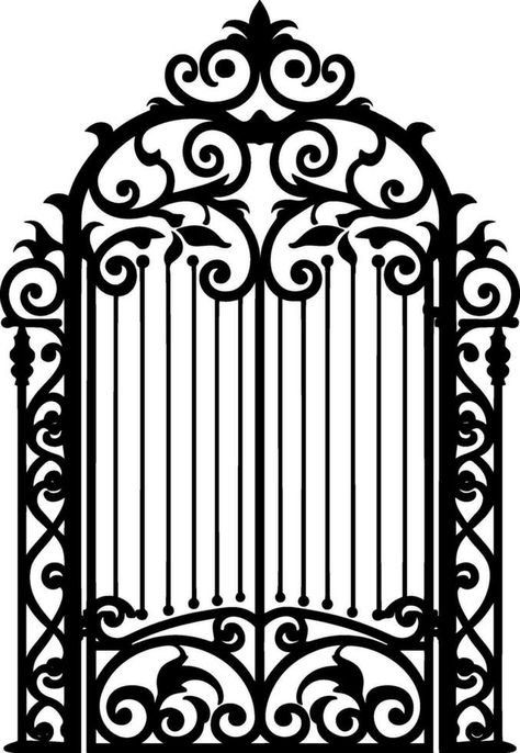 Gothic Border Design, Gate Silhouette, Gothic Fence, Gate Vector, Laser Patterns, Fence And Gate, Small House Front Design, Iron Gate Design, Creation Station