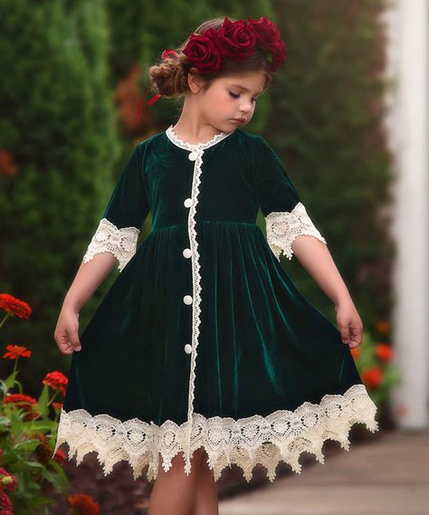 Emerald Rosalina Dress - Infant, Toddler & Girls #affiliate Rosalina Dress, Girls Velvet Dress, Emerald Velvet, Kids Frocks Design, Kids Frocks, Baby Frocks Designs, Burgundy Velvet, Fall Dress, Dress Sale