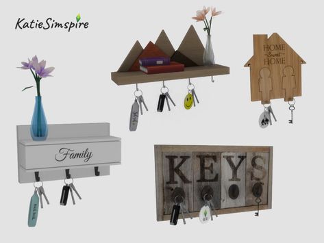 Katiesimspire's Key Holder set Sims 4 Cc Hallway Clutter, Sims 4 Storage Cc, Los Sims 4 Mods, Sims 4 Kitchen, Mod Furniture, Sims 4 Clutter, Sims 4 Bedroom, The Sims 4 Pc, Sims 4 House Building