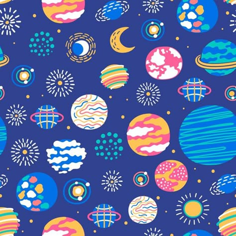 Spacecraft Illustration, Cartoon Earth, Earth Space, Planets And Stars, Vintage Template, Galaxy Pattern, Alien Spaceship, Space Illustration, Colorful Space