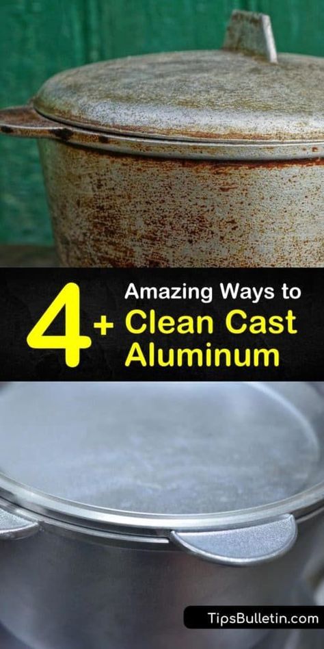 Learn how to clean cast aluminum, whether that's a frying pan or the aluminum parts for your car. Cleaning cast aluminum is easy with hot water mixed with cream of tartar. Wash the aluminum surface of your intake manifold with a wire brush and oven cleaner. #castaluminum #aluminumpan #cleanaluminum Clean An Iron, How To Clean Aluminum, Strong Teeth, Clean Pots, Aluminum Tray, Oven Cleaner, How Do You Clean, Aluminum Pans, Vinegar And Water