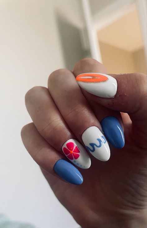 Obx Outer Banks Nails, Outerbanks Nail Ideas, Outer Banks Nail Ideas, Obx Inspired Nails, Outer Banks Inspired Nails, Outer Banks Nails, Vacation Nails Beach, Obx Beach, Pretty Fingers