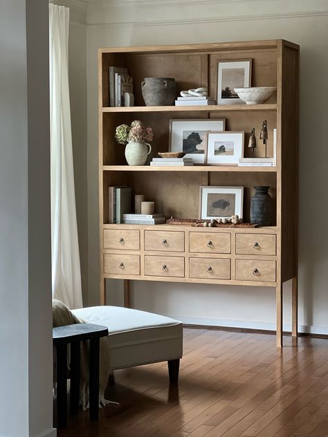 Zoe Cabinet - Overstock - 35697468 curated on LTK Tall Shelves Living Room, Dining Room Bookcase Styling, Faux Limewash, Farmhouse Sitting Room, Cabinet In Living Room, Dark Gray Walls, Limewash Wall, Living Room Hutch, Cabinet Styling