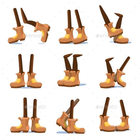 Cartoon walking, running, standing characters legs with feet in shoes vector set. Comical foot in shoes, illustration of cartoon f Cartoon Legs, Running Drawing, Leg Reference, Shoes Vector, 2d Character Animation, Feet Drawing, Drawing Legs, Business Vector Illustration, Draw Cartoon