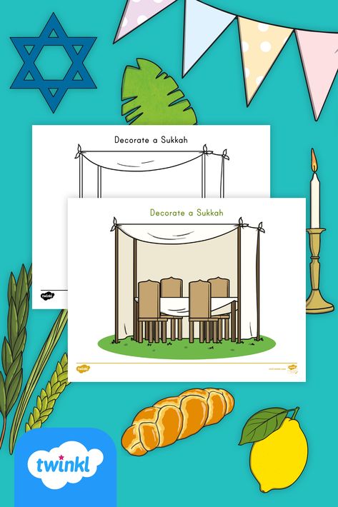 Extend students learning of the Jewish autumn celebration of Sukkot and spark creativity with our Decorate a Sukkah Cut and Paste Activity. Children will love decorating their very own sukkah hut using our fun Sukkot-themed cut and paste. This activity includes a printable sukkah page to decorate and a page of cut and paste decorations. This makes a great activity to extend a social studies lesson on Sukkot at school or a fun Sukkot party activity at home. Sukkot Activities, Autumn Celebration, Social Studies Lesson, Sukkot, Spark Creativity, Preschool Printables, Activity For Kids, Party Activities, Cut And Paste