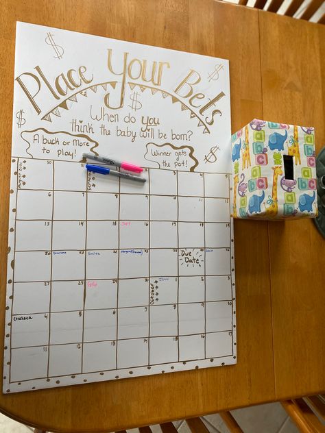 Place Your Bets Due Date, Gender Reveal Diy, Diaper Party, Shower Activities, Luau Baby Showers, Baby Due Date, Baby Shower Duck, Write Your Name, Christmas Shower