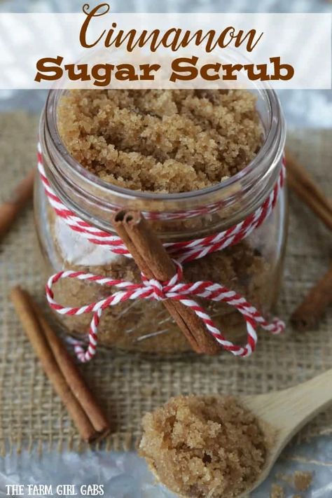 Cinnamon Sugar Scrub, Diy Sugar Scrub Recipe, Diy Cinnamon, Bath Scrubs, Sugar Scrub Homemade, Homemade Scrub, Sugar Scrub Recipe, Diy Body Scrub, Sugar Scrub Diy