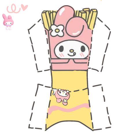 This is a fun thing to do if you are bored! My Melody Paper Craft Template, Hello Kitty Sticker Template, Printable Toys Templates, Fun Things To Print Out, My Melody Paper Craft, Blind Bags Printable, My Melody Crafts, Paper Templates Free Printable Crafts, Sanrio Template