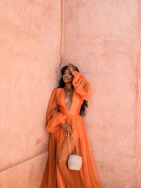 SHOP AAU | The Mandarine Dress Wedding Dress Black, Jhene Aiko, Black Femininity, Looks Black, Black Women Fashion, Mode Inspo, Maxi Skirts, Orange Dress, Mode Inspiration