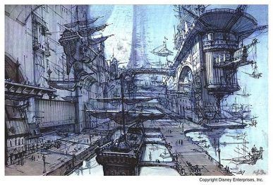 Steampunk Tendencies, Disney Treasures, Bg Design, Planets Art, Disney Concept Art, Treasure Planet, Arte Fantasy, Space Opera, Visual Development