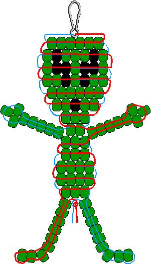 alien pony bead pattern  ( this would be cool glow in the dark ) Bead Pets, Pony Bead Animals, Pony Bead Projects, Diy Kandi Bracelets, Pony Bead Crafts, Diy Kandi, Lost Lands, Pony Bead Patterns, Kandi Patterns