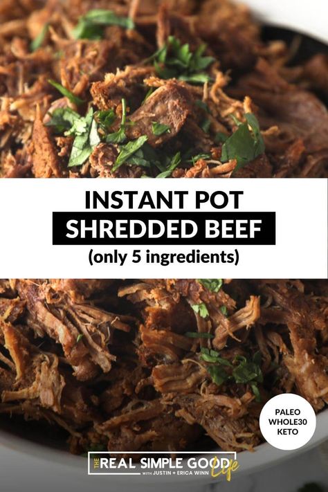 Versatile, 5-Ingredient Instant Pot Shredded Beef Beef Chuck Arm Roast Recipes Instant Pot, Hot Beef Sandwiches Instant Pot, Beef Shoulder Instant Pot, Shredded Beef For Tacos, Instant Pot Shredded Beef, Beef For Tacos, Shredded Beef Sandwiches, Sandwiches Breakfast, Beef Chuck Steaks