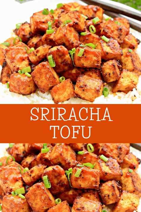 Tofu Recipes Baked, Spicy Tofu Recipes, Sriracha Tofu, Tofu Recipes Easy, Tofu Marinade, High Protein Vegan Recipes, Tofu Recipe, Crispy Tofu, Baked Tofu