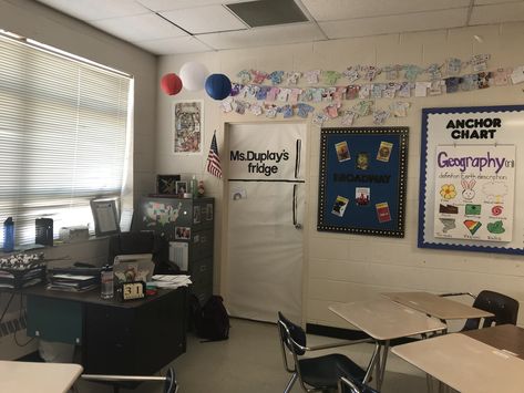 Nope, it’s not a fridge, it’s my supply closet. Had to hide the years of chipped paint, and what better way than making it an area to display student work! I’ll put work that students are proud of up like a proud momma! The Fridge Classroom, The Fridge Classroom Display, Classroom Fridge, Display Student Work, Supply Closet, Teach Peace, Chipped Paint, Classroom Display, History Classroom