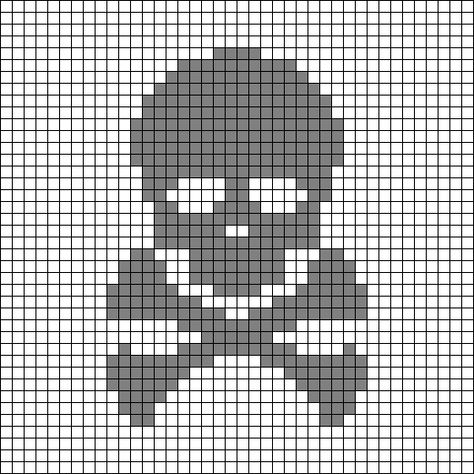 Alpha Patterns Skull, Skull Alpha Pattern, Pixel Grid, Crochet Idea, Skull Crossbones, Pixel Art Grid, Tapestry Crochet Patterns, Halloween Scary, Pixel Art Pattern