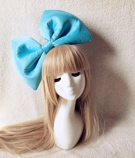 Giant Hair Bow, Kiki Cosplay, Deer Antlers Headband, Blue Hair Bow, Navy Blue Hair, Giant Bow, Blue Hair Bows, Big Bow Headband, Bow Hairband