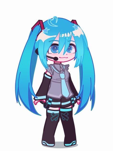 Gacha Hatsune Miku, Miku Drawing Easy, Gacha Club Characters Ideas, Gacha Miku, Ocs Gacha Club, Gacha Base Poses Cute, Miku Hatsune Chibi, Chibi Body, Easy Pixel Art