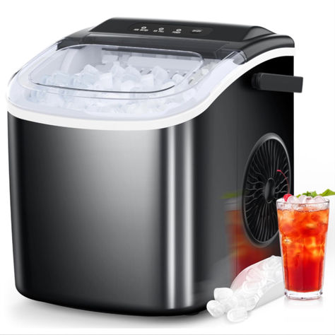 COWSAR Ice Maker Countertop, Portable Ice Machine with Self-Cleaning, 26.5lbs/24Hrs, 9 Bullet Ice Cubes in 6 Mins, Ice Basket and Scoop, Ideal for Home, Kitchen, Bar, Camping Ice Making, Nugget Ice Maker, Ice Makers, Ice Maker Machine, Portable Ice Maker, Ice Scoop, Ice Cube Maker, Best Appliances, Ice Machine