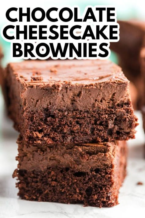 These Chocolate Cheesecake Brownies are rich and sinful and absolutely delicious. Chocolate and cheesecake, a match made in chocolate lover's Heaven. #brownies #homemadebrownies #chocolatecheesecake #dessert #cheesecake #amandascookin Chocolate Cheesecake Brownies, Chocolate Dump Cake, Dessert Cookbooks, Cherry Desserts, Baking Cocoa, Rich Desserts, Cheesecake Brownies, Unsweetened Chocolate, Chocolate Cheesecake