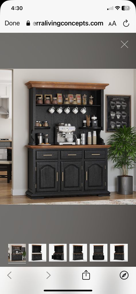 Tea And Coffee Station, Bar Hutch, Tea Bar, Coffee Station, Tea And Coffee, Hutch, Home Designs, Coffee Tea, Decorating Ideas