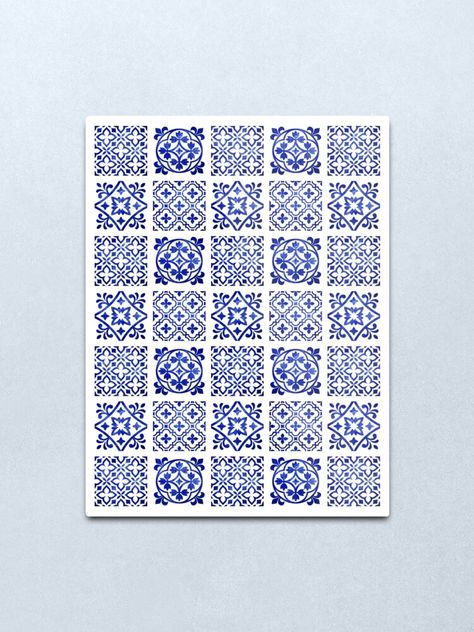 "Blue and White Oriental Antique Traditional Andalusian Moroccan Zellige Tiles Style Pattern " Metal Print for Sale by Arteresting | Redbubble Moroccan Zellige, Zellige Tiles, Zellige Tile, Vintage Interior, Style Tile, A Metal, Brilliant Colors, Wabi Sabi, Concept Store