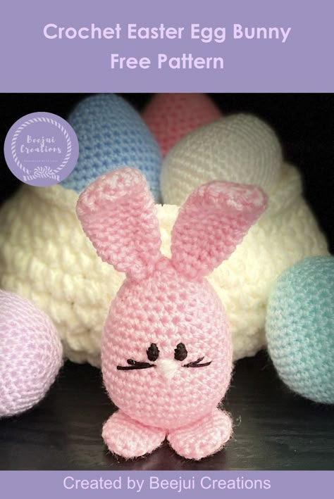 Crochet Easter Egg Bunny Free Pattern, Crochet Easter Bunnies Free Pattern, Easter Bunny Amigurumi Free Pattern, Crochet Easter Bunnies, Amigurumi Egg Free Pattern, Easter Crochet Patterns Free Bunny, Crocheted Easter Eggs, Crochet Bunnies Pattern Free, Amigurumi Easter Free Pattern