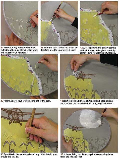 Layer by Layer: Building Narrative Pottery Surfaces With Intricate Stencils, Slips, and Sgraffito - Ceramic Arts Network Surface Techniques, Ceramic Arts Daily, Pottery Tips, Clay Tips, Clay Lesson, Layer By Layer, Layering Stencils, Bird Stencil, Ceramic Workshop