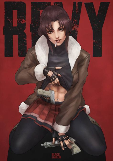 Revy by MonoriRogue on DeviantArt Anime Tomboy Aesthetic, Anime Tomboy, Black Lagoon Revy, Revy Black Lagoon, Tomboy Aesthetic, Black Lagoon Anime, Gym Workout Planner, Military Drawings, Black Lagoon