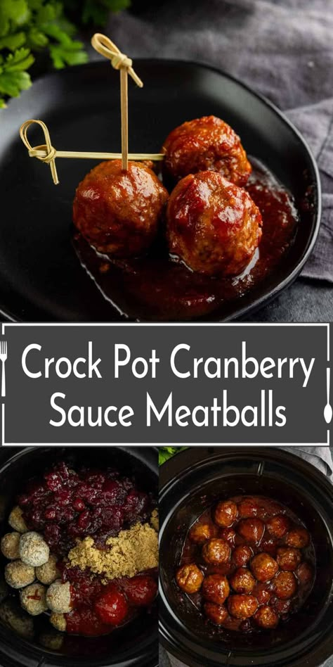 These Crock Pot Cranberry Sauce Meatballs are a hit! Sweet, tangy cranberry sauce mixed with savory meatballs creates an irresistible flavor combo. Easy to make in the slow cooker, this recipe is perfect for holidays, potlucks, or game day. Serve them as a festive, crowd-pleasing appetizer or main dish! Fancy Toothpicks, Cranberry Crockpot, Cranberry Sauce Meatballs, Crockpot Meatballs, Cranberry Meatballs, Savory Meatballs, Appetizer Meatballs, Crock Pot Meatballs, Delicious Appetizer Recipes