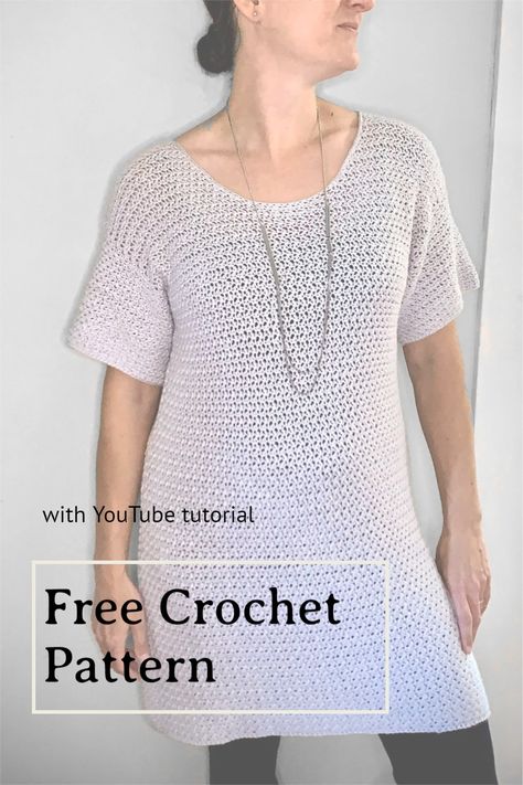 Tunic Pattern Free, Farmhouse Studio, Aesthetic Crochet Patterns, Crocheting For Beginners, Crochet Tunic Pattern, Crochet Patterns Ideas, Crochet Hairband, Granny Pattern, Crochet Tee