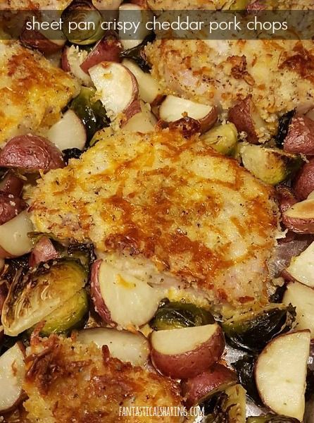 Cheddar Pork Chops, Roasted Baby Red Potatoes, Crispy Cheddar Chicken, Fall Dinners, Recipe Pork, Dinners Recipes, Baby Red Potatoes, Cheddar Chicken, Pan Dinners