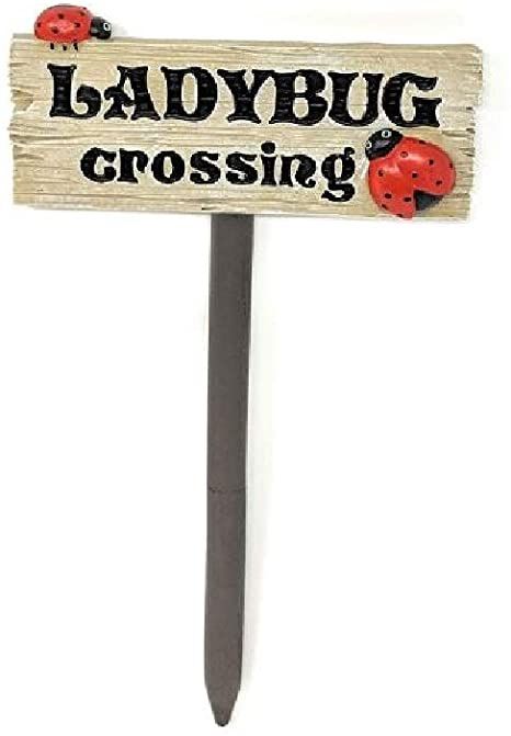 Amazon.com : Ladybug Garden Decor ( Crossing Sign ) : Garden & Outdoor Ladybug Garden Decor, Ladybug Crossing, Garden Signs Diy, Ladybug Garden, Pot Art, Flower Pot Art, Crossing Sign, Garden Decor Projects, Lakeside Collection