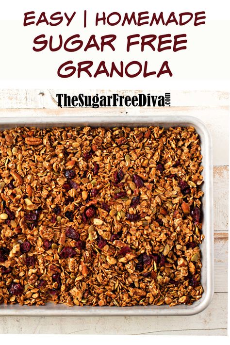 Homemade Granola Cereal Recipes, Sugarfree Granola Recipe, Healthy Sugar Free Breakfast, Homemade Granola Bars Healthy Easy Breakfast Recipes, Homemade Low Carb Granola, No Sugar Added Granola Recipe, Healthy Granola Recipe Low Calorie, Homemade Granola Healthy Clean Eating, Macro Friendly Granola Recipe