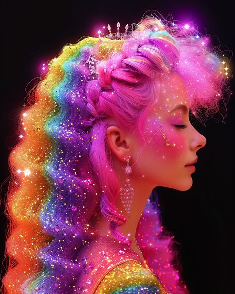 Inspired by the stunning drippy gems and beautiful hairstyles from @studioslayla , I couldn’t resist adding my own Lisa Frank twist to this set! ✨💎💖 #ArtInspiration #LisaFrankStyle #ColorfulCreations Goth Lisa Frank, Lisa Frank Halloween Costume, Lisa Frank Outfit, Lisa Frank Aesthetic, Pastel Hairstyles, Lisa Frank Makeup, Rainbow Halloween, Glitter Outfit, Wonderland Artwork