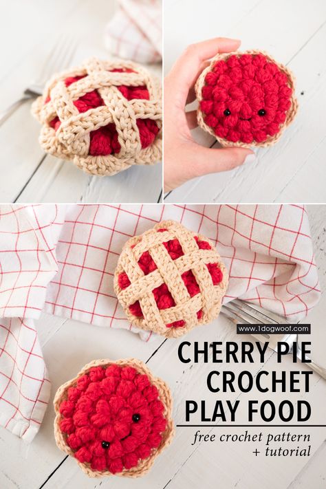 Crocheted Play Food, Crochet Play Food Free Pattern, Crochet Food Free Patterns, Crochet For Dogs, Pie Crochet, Food Amigurumi, Crochet Play Food, Crochet Dreams, Confection Au Crochet