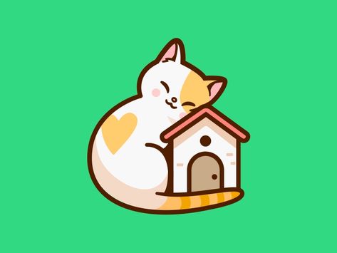 Cat Shelter by Carlos Puentes | cpuentesdesign on Dribbble Shelter Design, Cat Character, Art Cat, Cat Logo, Ideas Photography, Cat Shelter, Cute Animal Drawings, Animal Logo, Cat Illustration