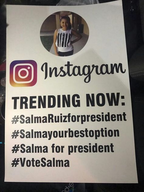 Student Council Instagram “Trending Now” Campaign sign Student Government Posters, Student Government Campaign, Student Council Speech, Slogans For Student Council, School Campaign Ideas, School Campaign Posters, Homecoming Campaign, Homecoming Poster Ideas, Student Council Campaign Posters