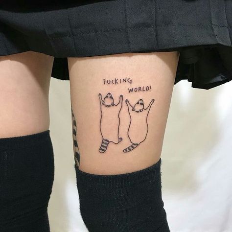 MEMES on Instagram: “Raccoons have a special place in my heart” Simple Raccoon Tattoo, Raccoon Tattoo Ideas, Raccoon Tattoos, Racoon Tattoo, Tato Flash, Raccoon Tattoo, Poke Tattoo, Aesthetic Tattoo, Time Tattoos